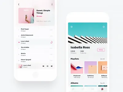 Album／Profile album clean colorful music player profile singer ui ux