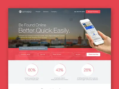 Web page design for a Technology company clean flat full minimal mobile red technology web design