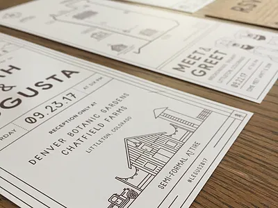 Wedding Invites barn illustration invitation invites map mountains wedding