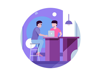 New Employee geometric illustration office table work