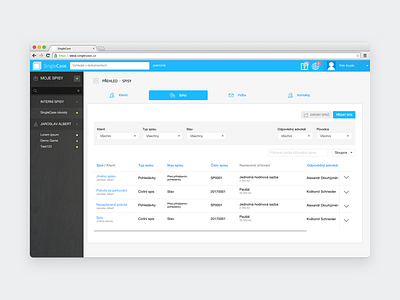 SingleCase | Filters for cases app filter law lawyer options saas singlecase ui uiux ux website