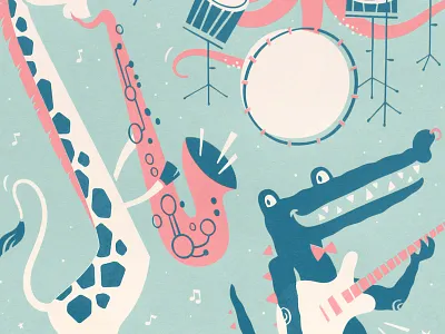 Croc 'N Roll animal children crocodile drums fun giraffe guitar music octopus poster saxophone