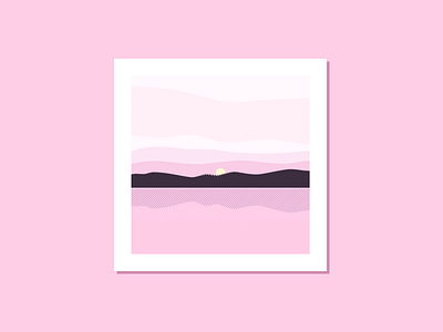 湖边景色 illustration lakeside mountain