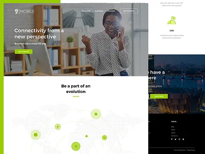 9Mobile Landing Page branding grid icons interface layout product sketch ui ux web