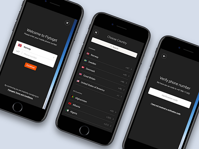 Flytoget profile registration app clean dark menu presentation process profile registration search ui ux verification