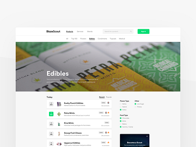 Blazescout — Product Home cannabis discovery search startup website