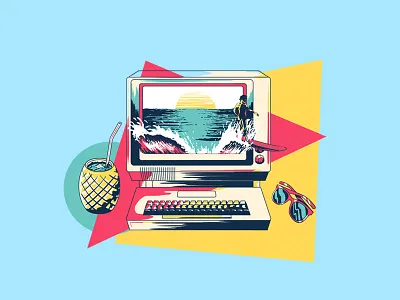 PRPL 80s Surf Shirt 80s pineapple shirt summer sunglasses surf vape