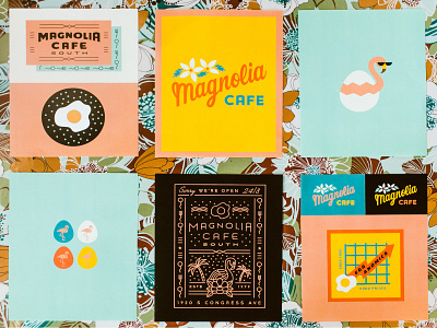 Magnolia Cafe austin branding cafe egganomics flamboyance flamingo funky icon logo magnolia