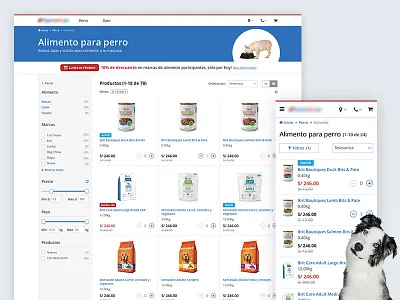 E-commerce re-design animals ecommerce grid list pets products shop store website