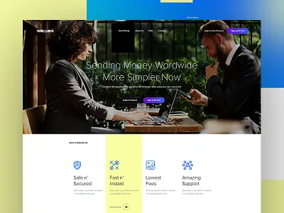 Payment Gateway Website. design landing page money payment transfer ui web website