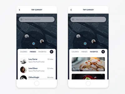 Companion App 1.2 app calendar card favorites flat interface map menu mobile navigation social network ui ux