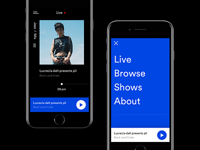 Radio Mobile app eleken menu mobile music podcast radio ui ux