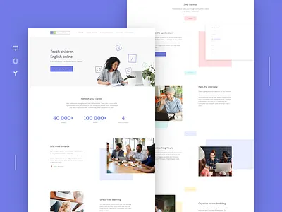 Twosigmas — Teaching Children English Online chat children dashboard education landing language online service studying tutoring ui ux