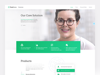 TrustStamp Business Website bright business clean homepage landing product typography ui ux web white
