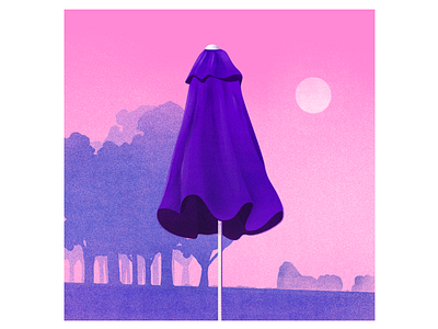 Vacation view 3 drawing forest grain illustration sky summer sun texture umbrella