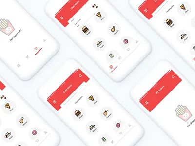 Cafe food ordering app concept! app burger cafe food fries order red ui