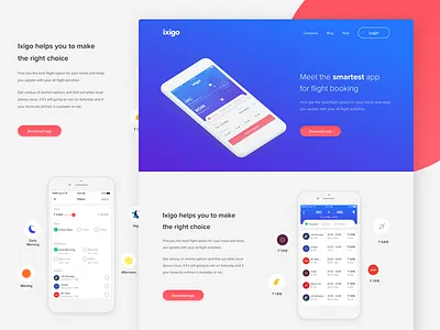 Ixigo - Flight Booking (Landing Page) app booking flight ios landing minimal mobile page travel ui ux