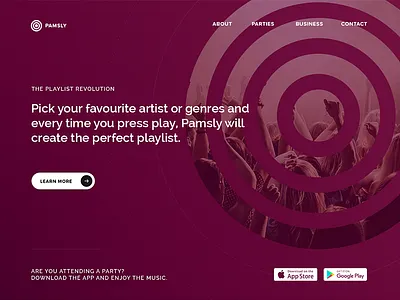 Music App Homepage app artificial intelligence business dj homepage music party playlist sound venue