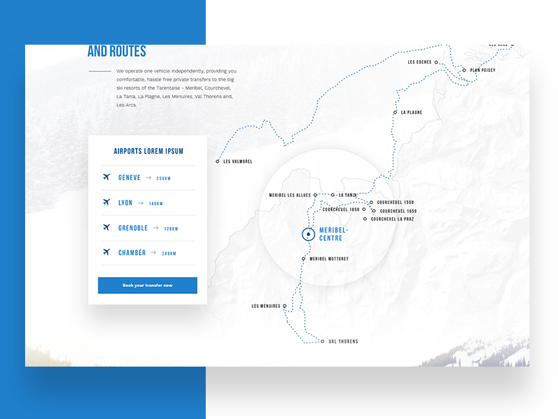 Example of Meribel Ski Transfers –  Map