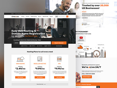 Fun and professional website redesign for a hosting company clean design engaging hosting minimal orange professional server web website
