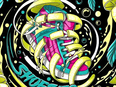 Shoes So Fresh bubbles digital painting drawing illustration lemon lettering liquid movement photoshop shoes typography