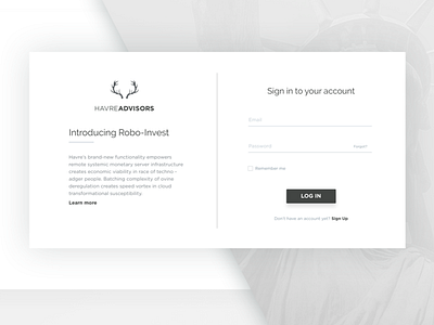 Fintech Log In antlers card financial fintech grayscale liberty log in login shadows