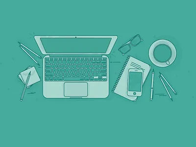 In house illustrations for First 10 art design desk illustration