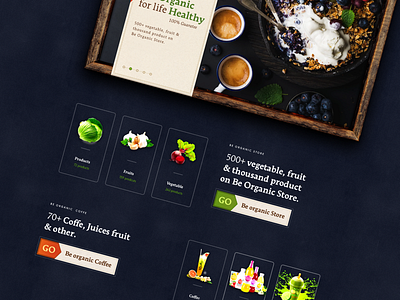Be Organic Store background design illustration navigation organic site sketch store typography vegetable web