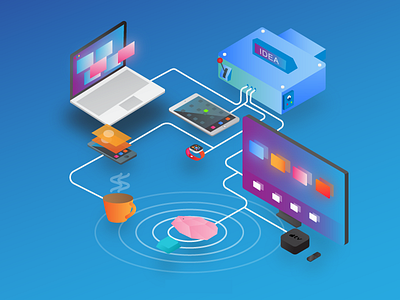 Isometric art design gradients illustration isometric products