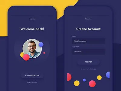 Sign in and Sign up views (dark theme) app clean dark design digital graphic illustration mobile music purple sign ui