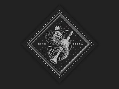 King Cobra apparel badge bandana cobra crown drawing illustration king logo patch snake vector