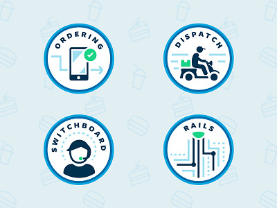Olo Product Badges badges delivery food iconography icons illustration patches product