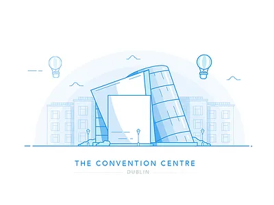 The Convention Centre architecture blue city cityscape custom house dublin eire illustration ireland landmark