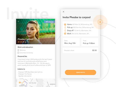 Carpool Invite app carpool commute drive invite map mobile profile ride rout schedule