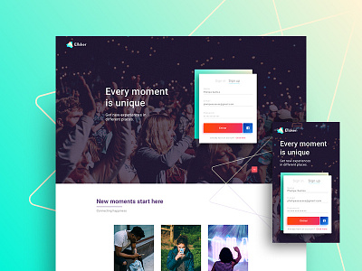 Ellsker | Landing page branding design gradient logo network social