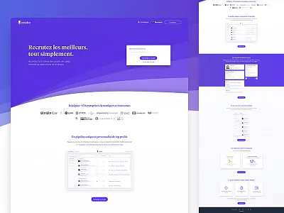 Insidor.fr - Landing page recruiter hr insidor job landing page platform purple recruiter web work
