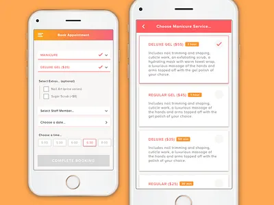 Daily UI #030 030 app booking daily ui dailyui dailyui030 menu pricing services sketch ui