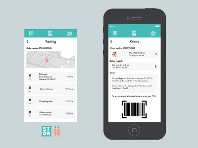 Stor mobile UI - Tracking grocery grocery delivery mobile package delivery produce ui ux