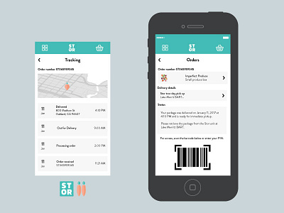 Stor mobile UI - Tracking grocery grocery delivery mobile package delivery produce ui ux