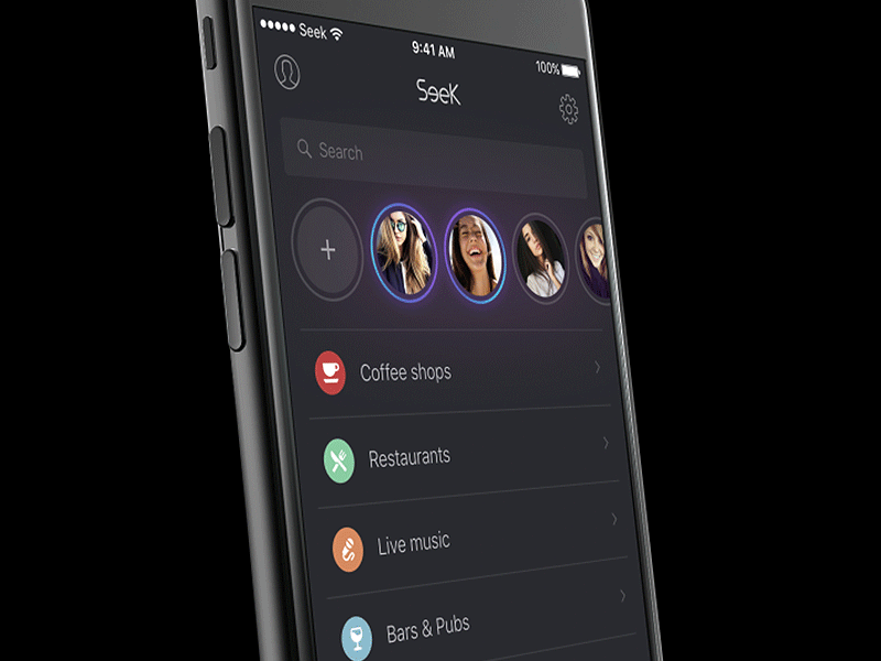 Seek App app icon ios iphone locations stories story ui ux