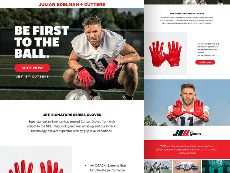 Cutters advertising email graphic design interaction design nfl ui user experience user interface
