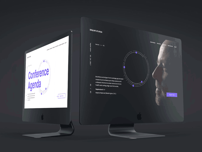 BrainFutures agency branding conference design idea booth logo print design ui ux website design