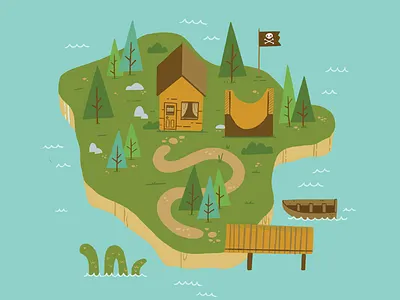 Summer Ale Island Beer Label blake stevenson cabin cartoon illustration island jetpacks and rollerskates jetpacksandrollerskates monster pirate retro skateboarding