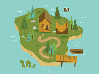 Summer Ale Island Beer Label blake stevenson cabin cartoon illustration island jetpacks and rollerskates jetpacksandrollerskates monster pirate retro skateboarding