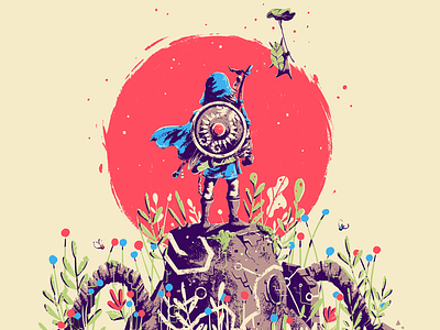 Breath of the Wild x Screenprint art breath fan guardian link nintendo poster print video game wild zelda