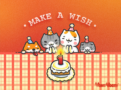 YomiYocai One Year Old Birthday 1 birthday cake cat comic cute illustration kitty one yomiyocai
