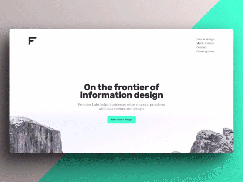 Frontier Labs holding page v2 404 data science frontier homepage landing page parallax tech startup ui website design