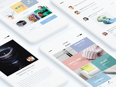 Trade app. - Collection browse cart chat detail history ios list menu mobile purchase shop trade