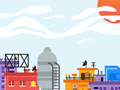 City Sky buildings city color illustrator sky skyscraper tree vector