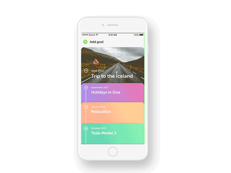 Plan your future goal ios plan progress timeline ui